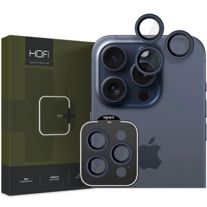 Folie de protectie Camera spate HOFI CamRing PRO+ pentru Apple iPhone 15 Pro Max / 15 Pro, Sticla Securizata, Full Glue, Bleumarin 