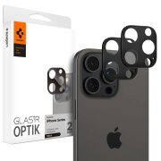 Folie de protectie Camera spate Spigen Optik pentru Apple iPhone 15 Pro Max / 15 Pro / 14 Pro Max, Sticla Securizata, Full Glue, Set 2 bucati, Neagra AGL05273 
