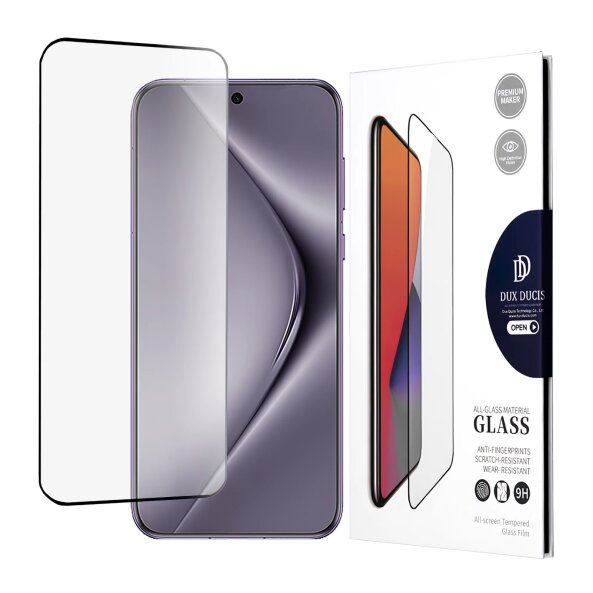 Folie de protectie Ecran DUX DUCIS pentru Huawei Pura 70 Pro, Sticla Securizata, Edge Glue, Neagra 