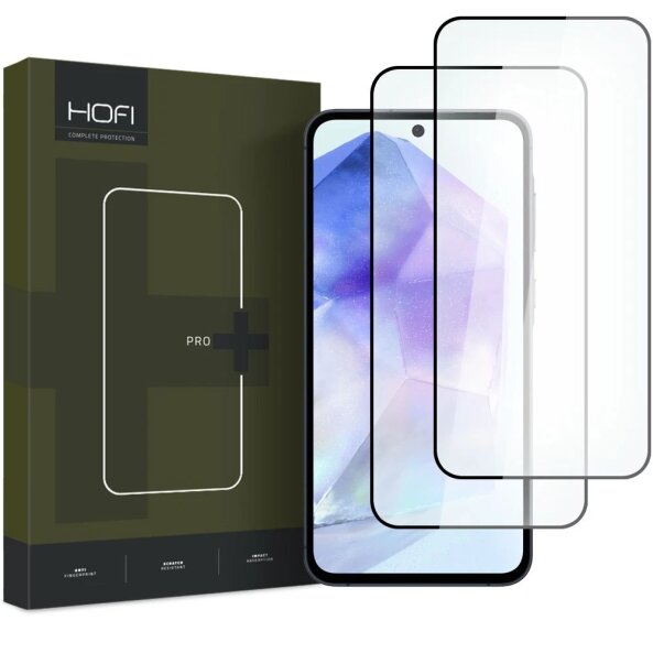 Folie de protectie Ecran HOFI Glass PRO+ pentru Samsung Galaxy A55 5G A556 / A35 5G A356, Sticla Securizata, Full Glue, Set 2 bucati, 2.5D, Neagra 