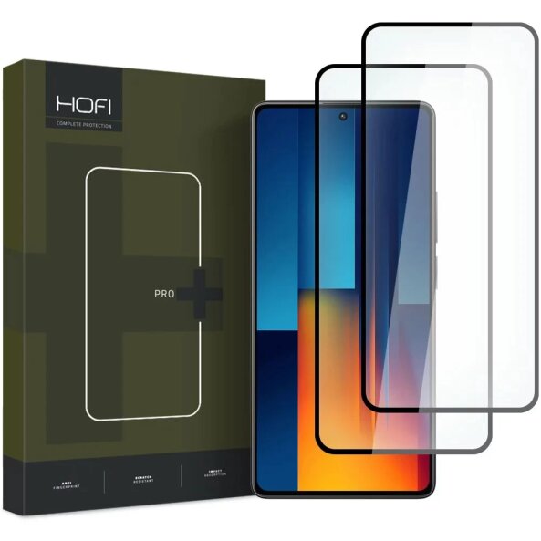 Folie de protectie Ecran HOFI Glass PRO+ pentru Xiaomi Poco M6 Pro 5G, Sticla Securizata, Full Glue, Set 2 bucati, 2.5D, Neagra 