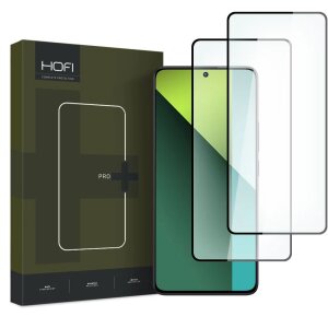 Folie de protectie Ecran HOFI Glass PRO+ pentru Xiaomi Redmi Note 13 Pro 4G / Note 13 5G, Sticla Securizata, Full Glue, Set 2 bucati, 2.5D, Neagra 