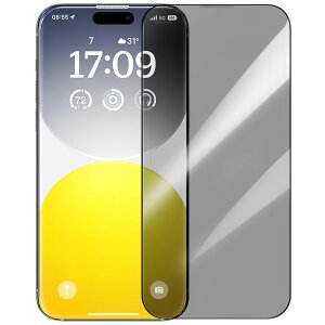 Folie de protectie Ecran Privacy Baseus Diamond pentru Apple iPhone 15 Pro Max, Sticla Securizata, Full Glue P60057405203-03 
