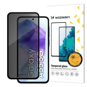 Folie de protectie Ecran Privacy WZK AntiSpy pentru Samsung Galaxy A55 5G A556, Sticla Securizata, Full Glue 