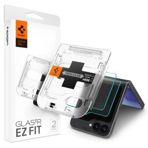 Folie de protectie Ecran Spigen EZ FIT pentru Samsung Galaxy Z Flip6, Sticla Securizata, Full Glue, Set 2 bucati, 2.5D, Ecran Exterior AGL07972