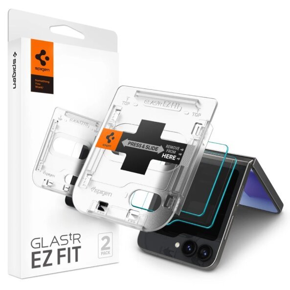 Folie de protectie Ecran Spigen EZ FIT pentru Samsung Galaxy Z Flip6, Sticla Securizata, Full Glue, Set 2 bucati, 2.5D, Ecran Exterior AGL07972