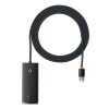 Hub USB Baseus Lite, 4 x USB-A 3.0, 2m, Negru WKQX030201