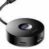 Hub USB Baseus Round, 3 x USB-A - 1 x USB-A 3.0, 1m, Negru CAHUB-U01