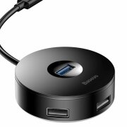 Hub USB Baseus Round, 3 x USB-A - 1 x USB-A 3.0, 1m, Negru CAHUB-U01