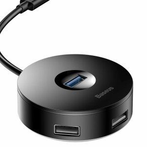 Hub USB Baseus Round, 3 x USB-A - 1 x USB-A 3.0, 1m, Negru CAHUB-U01