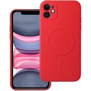 Husa MagSafe pentru Apple iPhone 11, OEM, Silicone Mag, Rosie 