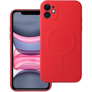 Husa MagSafe pentru Apple iPhone 11, OEM, Silicone Mag, Rosie 