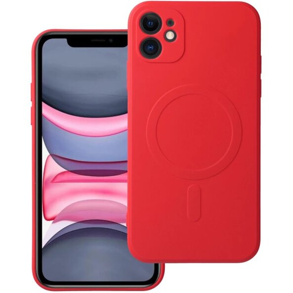 Husa MagSafe pentru Apple iPhone 11, OEM, Silicone Mag, Rosie 
