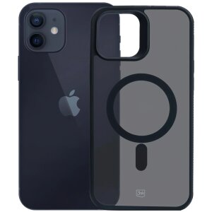 Husa MagSafe pentru Apple iPhone 12 / 12 Pro, 3MK, Smoke MagCase, Neagra 