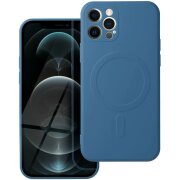 Husa MagSafe pentru Apple iPhone 12 Pro, OEM, Silicone Mag, Albastra 