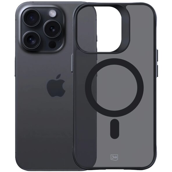 Husa MagSafe pentru Apple iPhone 14 Pro, 3MK, Smoke MagCase, Neagra 