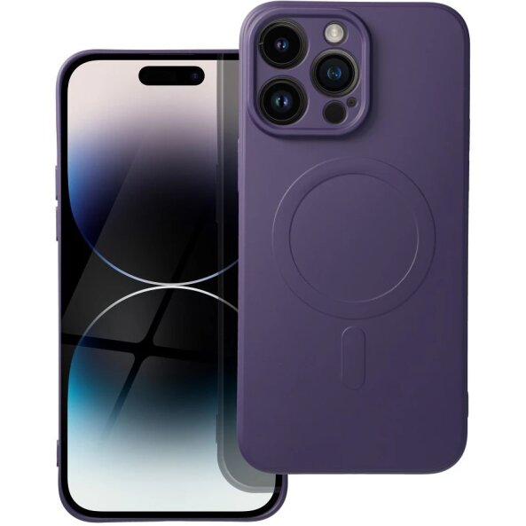 Husa MagSafe pentru Apple iPhone 14 Pro Max, OEM, Silicone Mag, Mov 