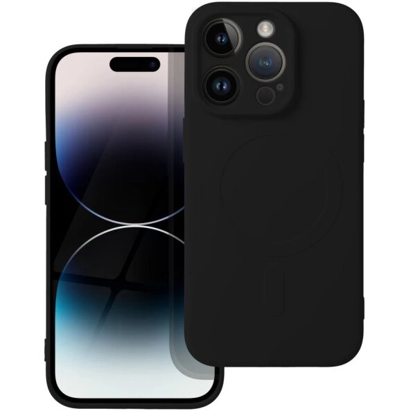 Husa MagSafe pentru Apple iPhone 14 Pro, OEM, Silicone Mag, Neagra 