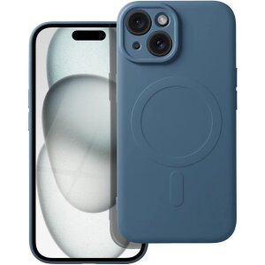Husa MagSafe pentru Apple iPhone 15 Plus, OEM, Silicone Mag, Albastra 