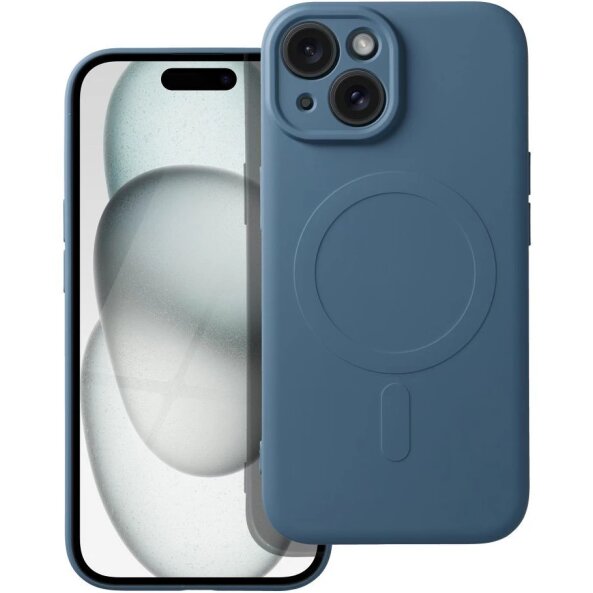 Husa MagSafe pentru Apple iPhone 15 Plus, OEM, Silicone Mag, Albastra 