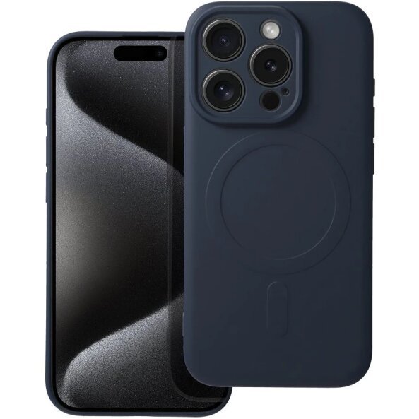 Husa MagSafe pentru Apple iPhone 15 Pro Max, OEM, Silicone Mag, Bleumarin 