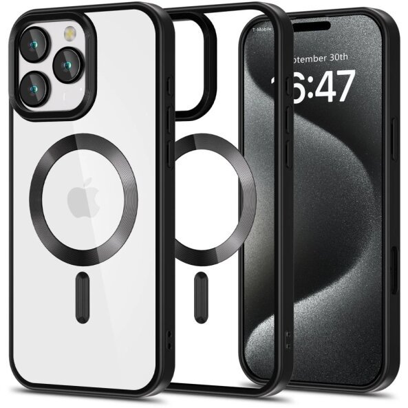 Husa MagSafe pentru Apple iPhone 16 Pro Max, Tech-Protect, Magflex Satin, Neagra 