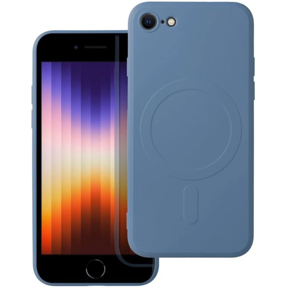 Husa MagSafe pentru Apple iPhone SE (2022) / SE (2020) / 8, OEM, Silicone Mag, Albastra 