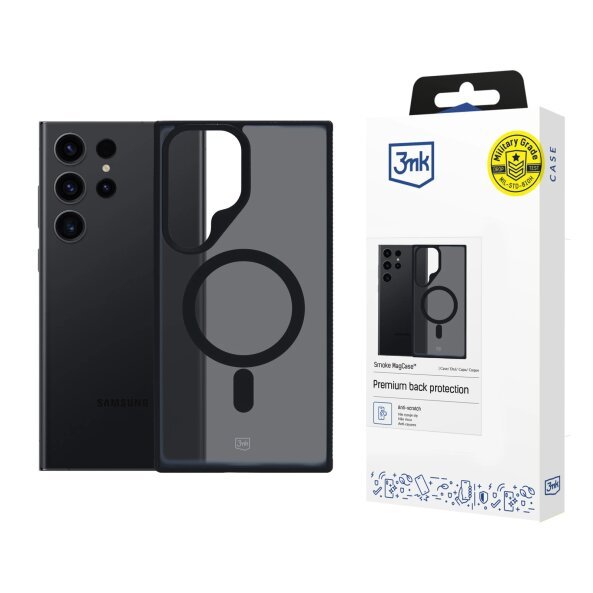 Husa MagSafe pentru Samsung Galaxy S23 S911, 3MK, Smoke MagCase, Neagra 