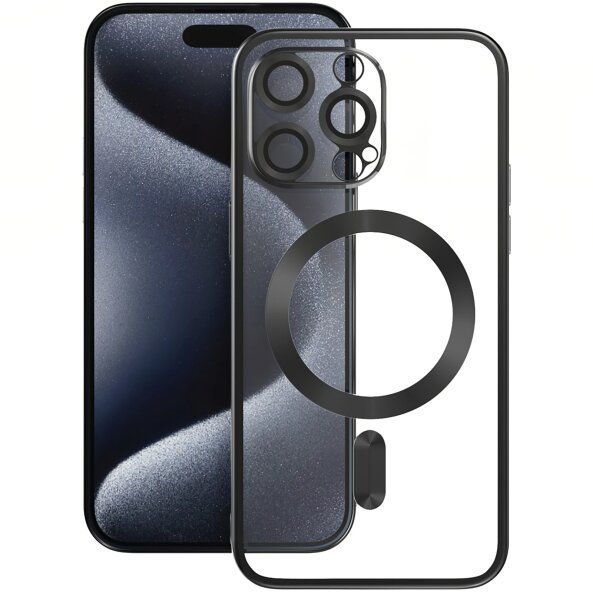 Husa MagSafe pentru Samsung Galaxy S24 S921, Vmax, Electroplating, Neagra 