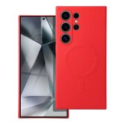 Husa MagSafe pentru Samsung Galaxy S24 Ultra S928, OEM, Silicone Mag, Rosie 