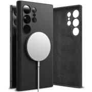 Husa MagSafe pentru Samsung Galaxy S24 Ultra S928, Ringke, Silicone Magnetic, Neagra, Resigilata 