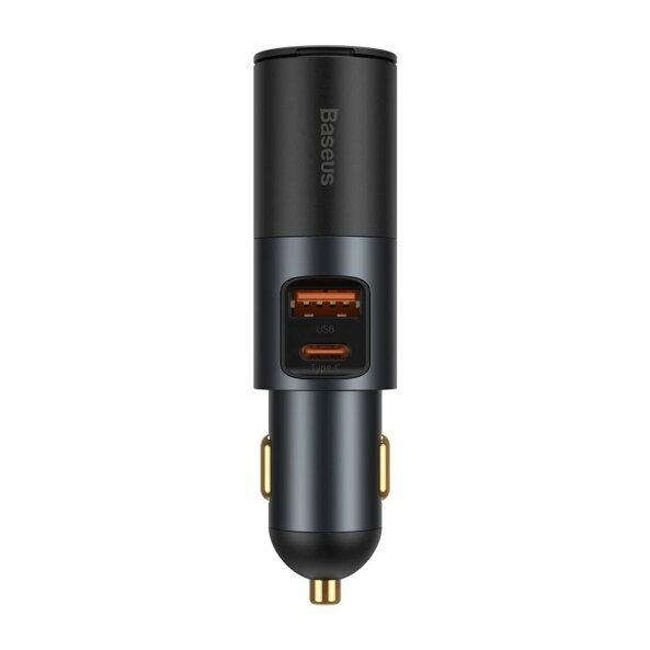 Incarcator Auto Baseus Share Together, 120W, 3A, 1 x Extensie Bricheta - 1 x USB-A - 1 x USB-C, Gri CCBT-C0G 