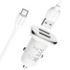 Incarcator Auto Cu Cablu USB-C Borofone BZ12, 12W, 2.4A, 2 x USB-A, Alb