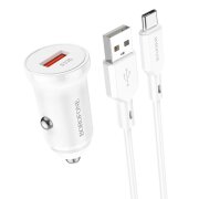 Incarcator Auto Cu Cablu USB-C Borofone BZ18, 18W, 3A, 1 x USB-A, Alb 