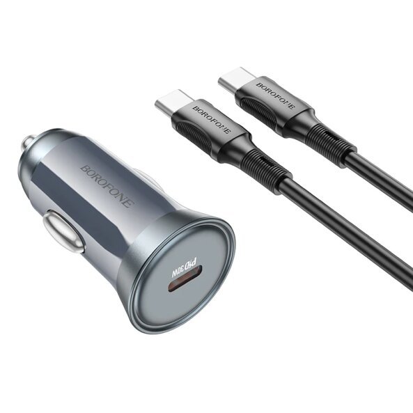 Incarcator Auto Cu Cablu USB-C Borofone BZ26 Searcher, 30W, 3A, 1 x USB-C, Gri