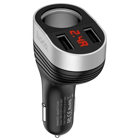 Incarcator Auto HOCO Z29 Regal, 96W, 2.1A, 1 x Extensie Bricheta - 2 x USB-A, Negru