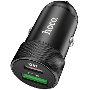 Incarcator Auto HOCO Z32B, 27w, 2.5A, 1 x USB-A - 1 x USB-C, Negru