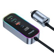Incarcator Auto Toocki 4A+1C, 105W, 3A, 1 x USB-C - 4 x USB-A, Negru TCC4A 1C-XC0G 