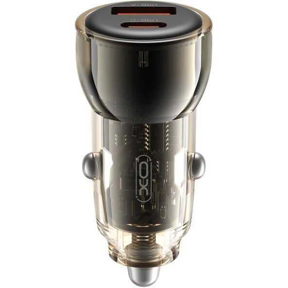Incarcator Auto XO Design CC60, 60W, 3A, 1 x USB-A - 1 x USB-C, Negru 