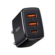 Incarcator Retea Baseus Compact, 30W, 1 x USB-C - 2 x USB-A, Negru CCXJ-E01