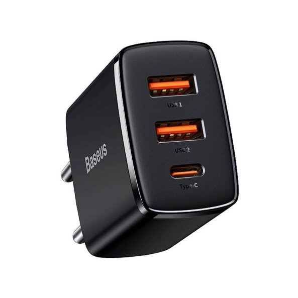 Incarcator Retea Baseus Compact, 30W, 1 x USB-C - 2 x USB-A, Negru CCXJ-E01
