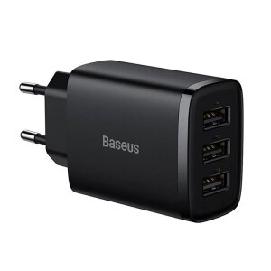 Incarcator Retea Baseus Compact 3U, 17W, 2.1A, 3 x USB-A, Negru CCXJ020101 