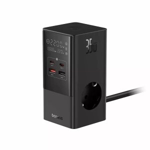 Incarcator Retea Baseus PowerCombo, 35W, 5A, 3 x Schuko - 2 x USB-A - 2 x USB-C, Negru E00023606113-00 