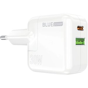 Incarcator Retea BLUE Power BC111A, 30W, 3A, 1 x USB-A - 1 x USB-C, Alb 