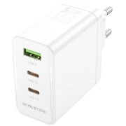 Incarcator Retea Borofone BN12, 65W, 5A, 1 x USB-A - 2 x USB-C, Alb