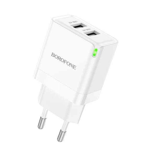 Incarcator Retea Borofone BN15 Strong, 10.5W, 2.1A, 2 x USB-A, Alb 