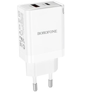 Incarcator Retea Borofone BN16 Tough, 45W, 3A, 1 x USB-A - 1 x USB-C, Alb 