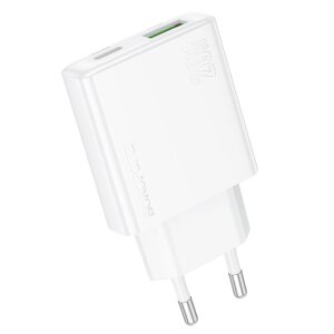 Incarcator Retea Borofone BN24 Wish, 20W, 3A, 1 x USB-A - 1 x USB-C, Alb 