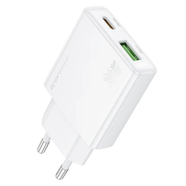 Incarcator Retea Borofone BN25 Wish, 30W, 3A, 1 x USB-A - 1 x USB-C, Alb 