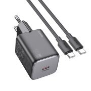 Incarcator Retea Cu Cablu USB-C HOCO N40, 20W, 3A, 1 x USB-C, Negru 